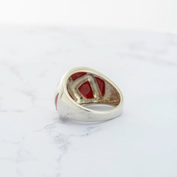 Red Carnelian Vintage Sterling silver ring - image 5