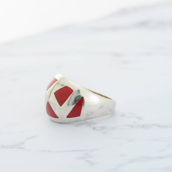 Red Carnelian Vintage Sterling silver ring - image 4