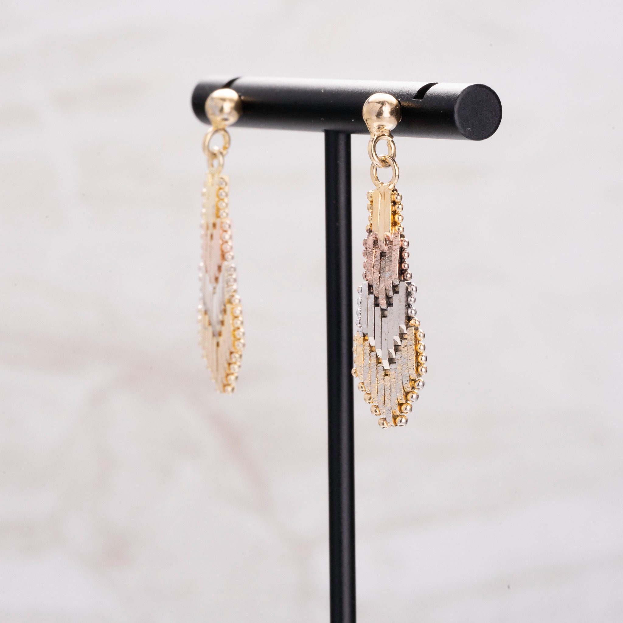 ピアス Numbering Ellipse Glass Triple Drop Earrings #5213 5BNY867 Triple Gold Plated Drop Earrings, Sterling Silver - Etsy