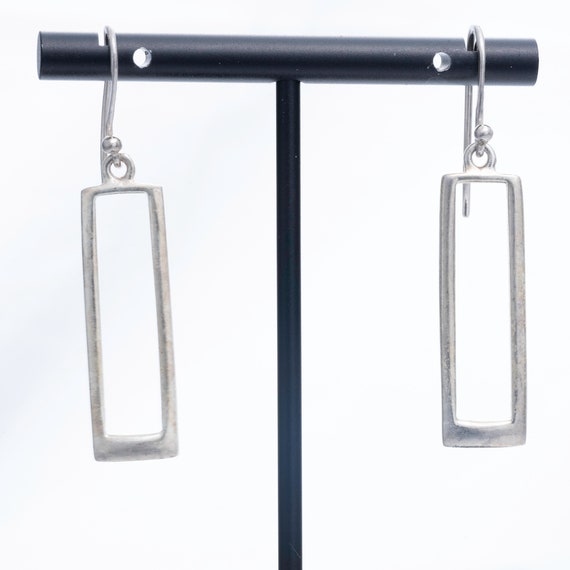 Rectangle Drop Earrings, sterling Silver - image 1