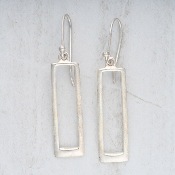 Rectangle Drop Earrings, sterling Silver - image 2