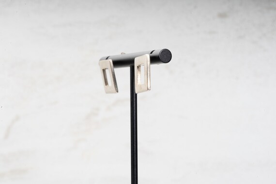 Square Stud Earrings,  sterling silver, butterfly… - image 4