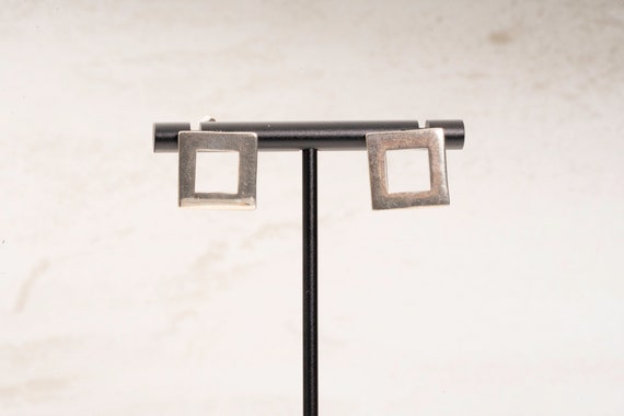 Square Stud Earrings,  sterling silver, butterfly… - image 8