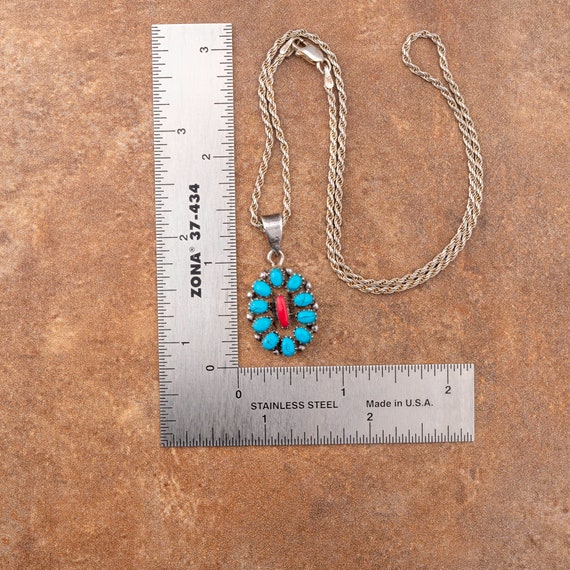Turquoise & Cornelian Oval pendant with rope chai… - image 3