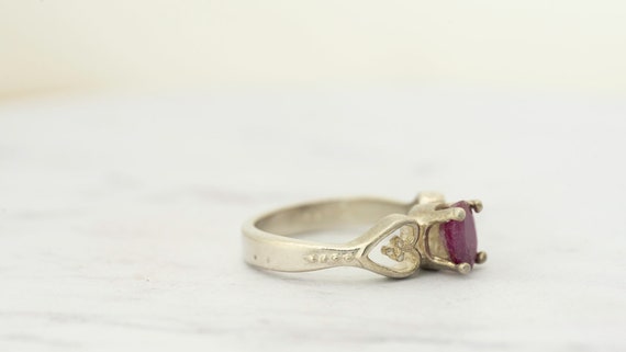 Vintage Sterling Silver Ruby Solitaire, size 6 - image 2