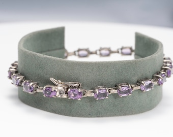 Amethyst Tennis Bracelet, sterling, 7"