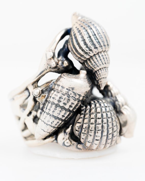 Sterling Silver Conch Shell Statement Ring Ultra … - image 5