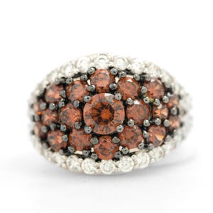 925 Sterling Silver PAJ Simulerad Granat CZ Cocktail Middagsring Storlek 6