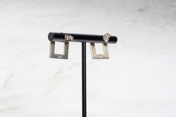 Square Stud Earrings,  sterling silver, butterfly… - image 5