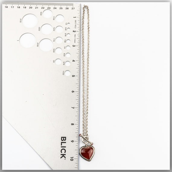 Cornelian Heart necklace w/ Toggle Clasp, Sterlin… - image 2