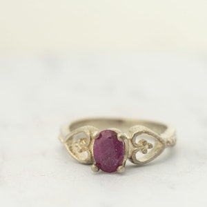 Vintage Sterling Silver Ruby Solitaire, size 6