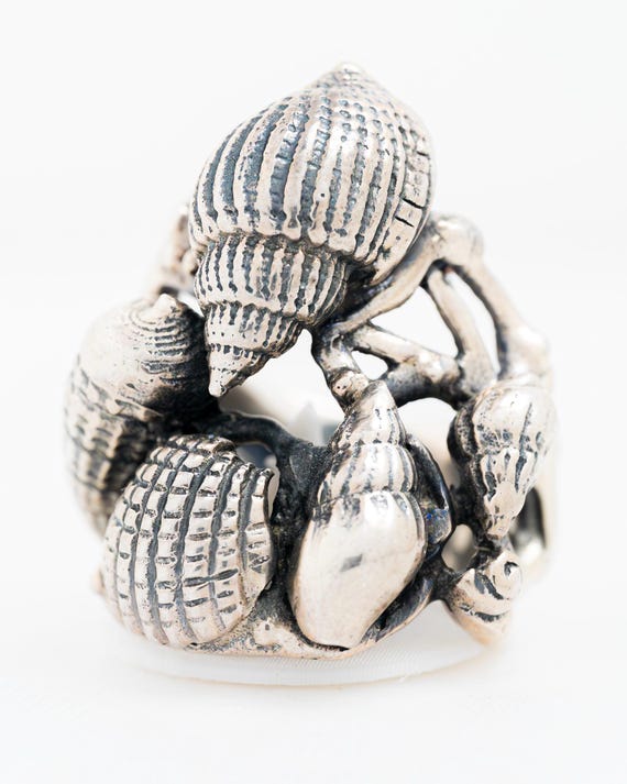 Sterling Silver Conch Shell Statement Ring Ultra … - image 1