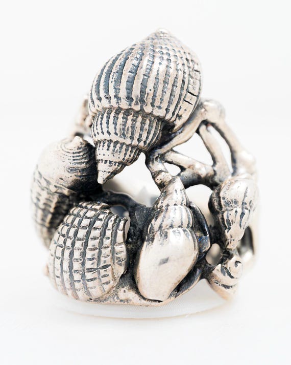 Sterling Silver Conch Shell Statement Ring Ultra … - image 6