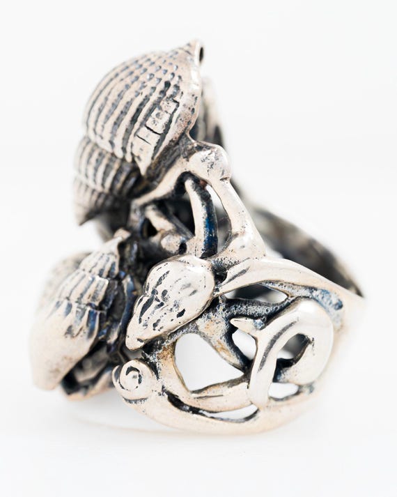 Sterling Silver Conch Shell Statement Ring Ultra … - image 2