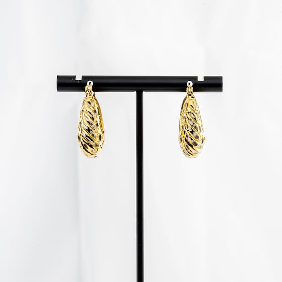 Diamond Cut Sterling Silver Hoops, Gold Plated