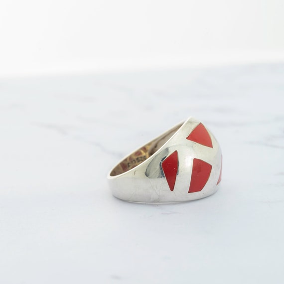 Red Carnelian Vintage Sterling silver ring - image 7