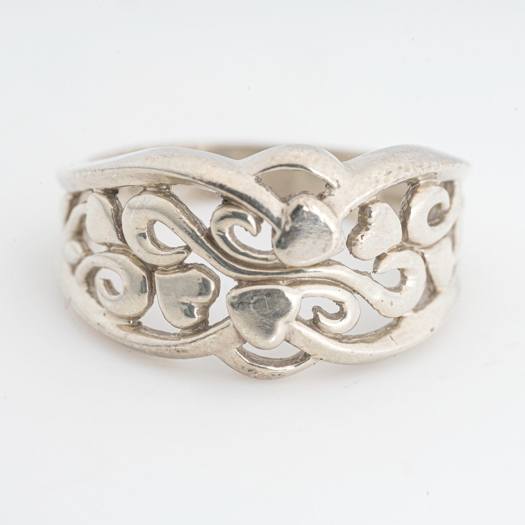 Filigree Heart Ring, Sterling Silver, Size 7 - Etsy