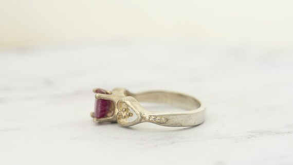 Vintage Sterling Silver Ruby Solitaire, size 6 - image 5