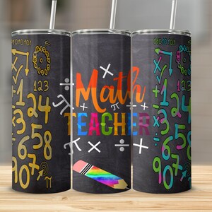Math Teacher Tumbler: Mathematical Equations Design, 20 oz Stainless Steel
