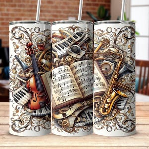 Musical Instrument Tumbler: Music Lover Gift, Sublimation Stainless Steel