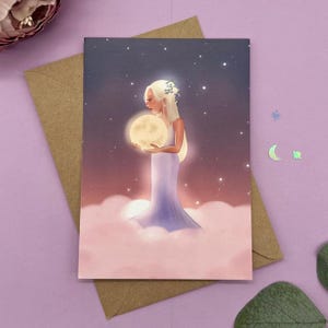 Mondgöttin Postkarte- Weibliche Kraft und Intuition | A6 Illustration