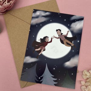 Carte postale Vampires amoureux - Amoureux magiques au clair de lune | Saint-Valentin et anniversaire