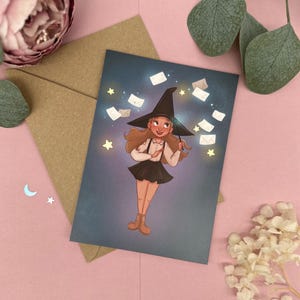 Cartoline Postcrossing Strega - Illustrazione di lettere magiche - Carta strega per collezionisti DIN A6 - Regalo per amici scrittori e cuori stregati