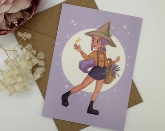 Lavendel Hexe Postkarte