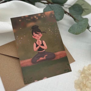 Yoga postcard in nature - mindfulness and self-care | A6 illustration