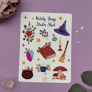 Witchy Sticker Sheet - Magischer Aufkleber für Journal, Hexenpost und Kalender - Vinyl Stickerset 19x14cm - Witchcore Deko