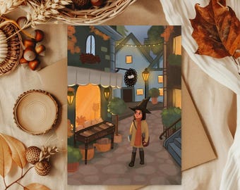 Carte postale, shopping de livres - Illustration A6 pour les amoureux des livres