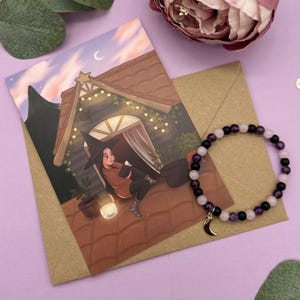 Magisches Geschenkset- Armband und Hexen- Postkarte