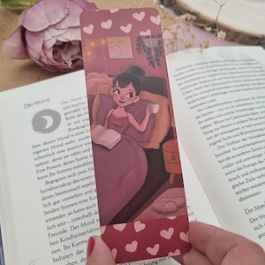Bookmark Reading Happiness - Selfcare while Reading | Illustration with warm colors