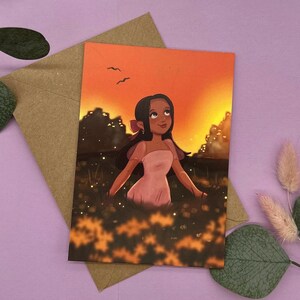 Selbstliebe Postkarte - Achtsamkeit bei Sonnenuntergang | A6 Illustration