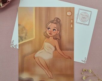 Rilassamento nella cartolina della sauna