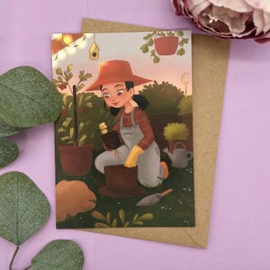 Carte postale Garden Love - Plantes, fleurs et pleine conscience | Illustration DIN A6