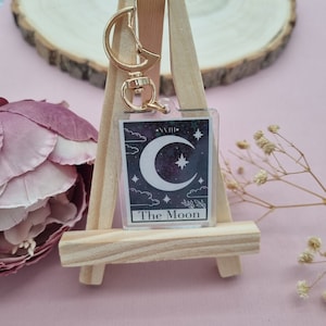 Tarot Schlüsselanhänger „Der Mond“ - Holographischer Glitzer- Esoterik Accessoire- Witchy Geschenk - Mystic Moon Charme