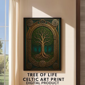 Tree of Life Celtic Art Print Digital, Vintage Celtic Wall Art, Tree of Life Poster,Celtic Knotwork Decor,Nature Inspired Wall Decor