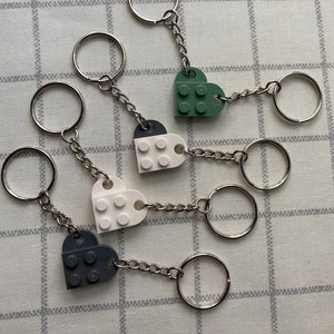 Heart Keychain Set (Made with Authentic Lego Bricks), Best Friends, Couples, Matching Keychains, Lover, Heart keychain, 10 Color Options