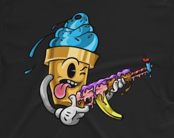 Ice Cream Graffiti T Shirt, Ice Cream art, fruit Gun Shirt, Cool Funny Shirts, dad shirt, birthday shirt, street art, gift ideas, for him