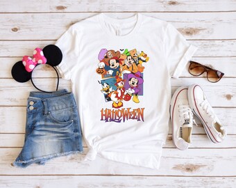 Camisa de cara de Mickey Mouse y sus amigos, camisa del escuadrón de Halloween, camisa de Halloween de amigo, camisa, camisas de Disney, camisas familiares, camisas de viaje familiar