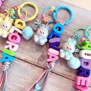 Mini Labubu Personalized Name Keychain: Diaper/Lunch Box Tag