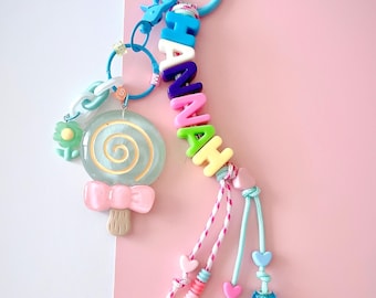 Candy Personalized Name Bag Charm/Backpack nametag, keychain