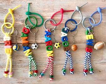 Sports Charm Personalized Name Bag charm : Backpack Tag, Diaper Bag Charm