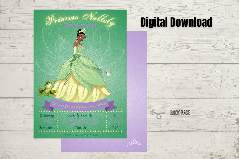 Princess and the Frog Tiana Birthday Invitation