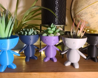 Happy, cute Figure Planter - Eco-friendly, sustainable, biodegradable plastic - Gift - Present - 3D Printed - 12 colours