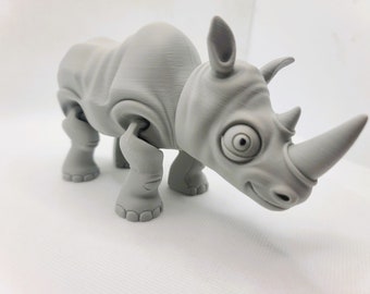 Flexible Rhino Toy – Articulated Rhinoceros Figurine – 3D‑Printed Eco PLA