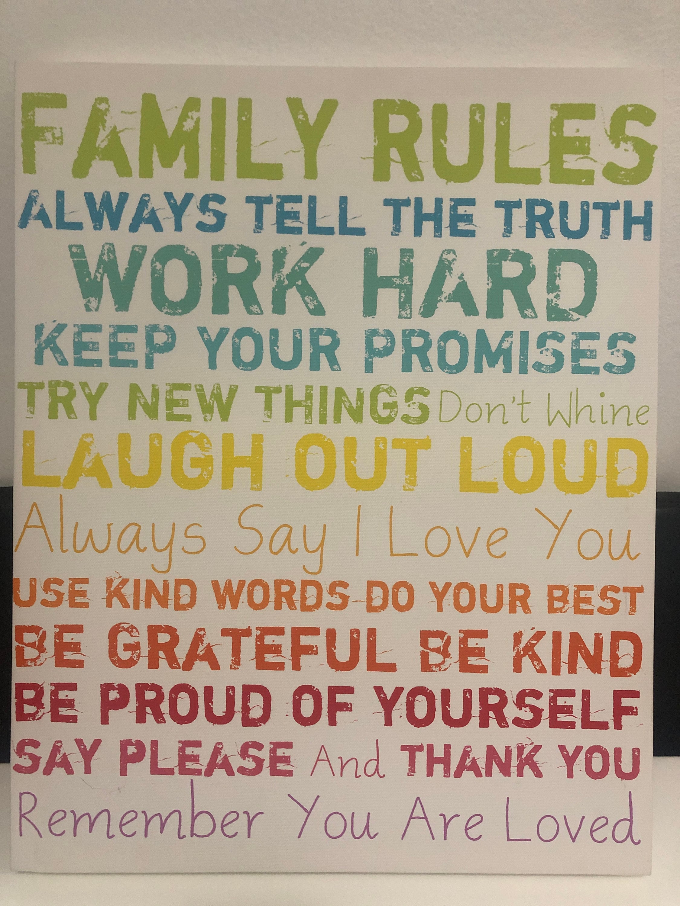Family Rules Wall Art Canvas Frame. Etsy