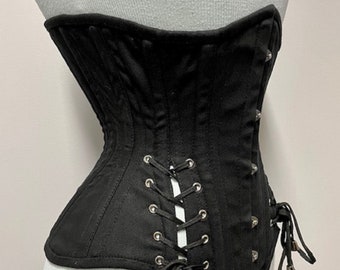 Corset Underbust Steel Boned with Hip Ties Waist Training Tightlacing 18-40"