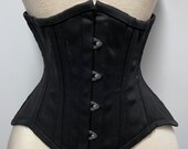 QHZ Sports Full Steel Boned Waist Cincher – PVC Underbust Shaper Corset, Black, Hook & Eye, XXS-4XL-743550